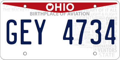 OH license plate GEY4734
