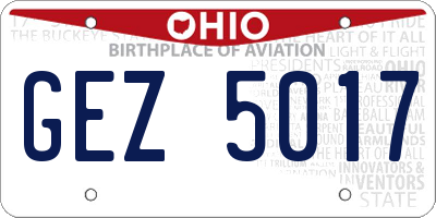 OH license plate GEZ5017