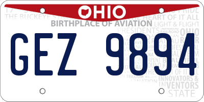 OH license plate GEZ9894