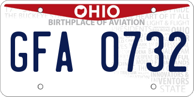 OH license plate GFA0732