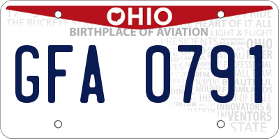 OH license plate GFA0791