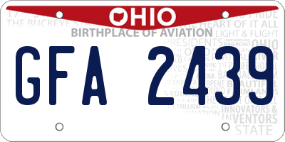 OH license plate GFA2439