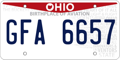 OH license plate GFA6657