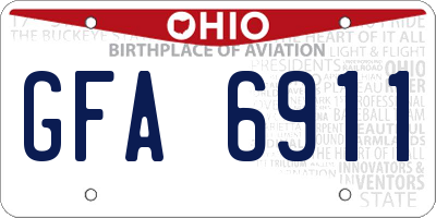 OH license plate GFA6911