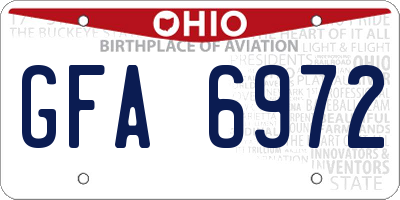 OH license plate GFA6972