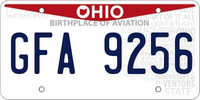 OH license plate GFA9256