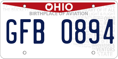 OH license plate GFB0894