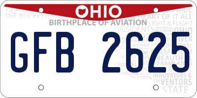 OH license plate GFB2625