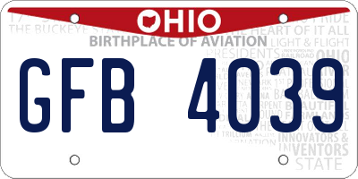 OH license plate GFB4039