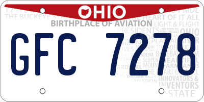 OH license plate GFC7278