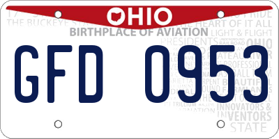 OH license plate GFD0953