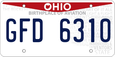 OH license plate GFD6310