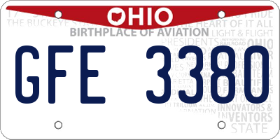 OH license plate GFE3380