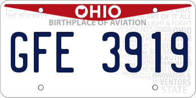 OH license plate GFE3919