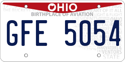 OH license plate GFE5054