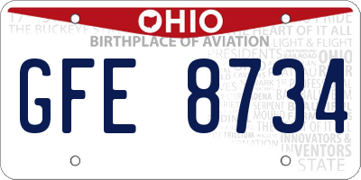 OH license plate GFE8734