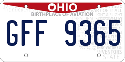 OH license plate GFF9365