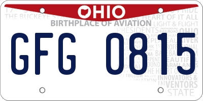 OH license plate GFG0815