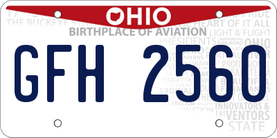 OH license plate GFH2560