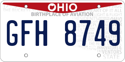 OH license plate GFH8749