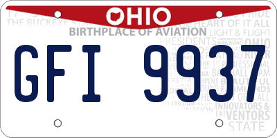OH license plate GFI9937