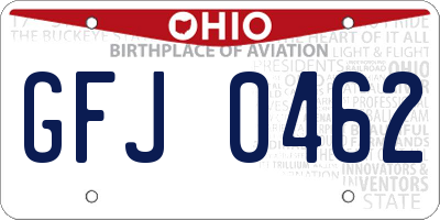 OH license plate GFJ0462