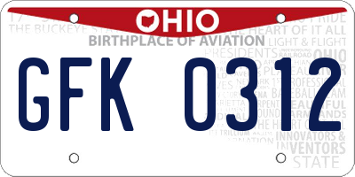 OH license plate GFK0312