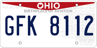 OH license plate GFK8112