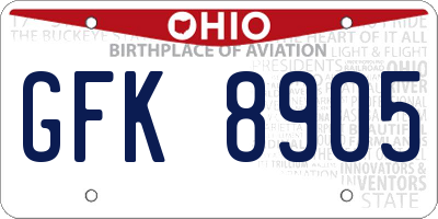 OH license plate GFK8905