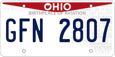 OH license plate GFN2807