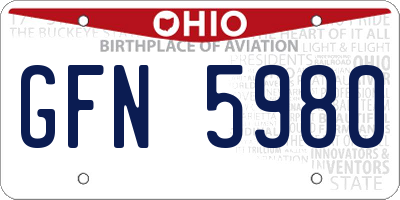 OH license plate GFN5980