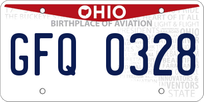 OH license plate GFQ0328