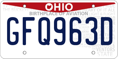 OH license plate GFQ963D