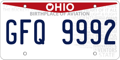 OH license plate GFQ9992