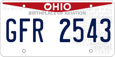 OH license plate GFR2543