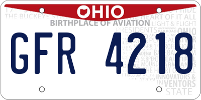 OH license plate GFR4218