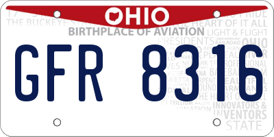 OH license plate GFR8316
