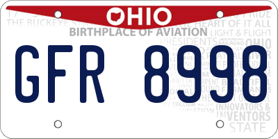 OH license plate GFR8998