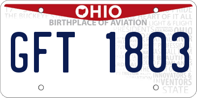 OH license plate GFT1803