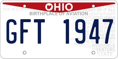 OH license plate GFT1947