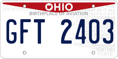 OH license plate GFT2403