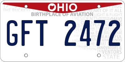 OH license plate GFT2472