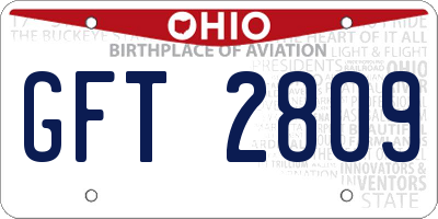OH license plate GFT2809