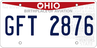 OH license plate GFT2876