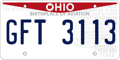 OH license plate GFT3113