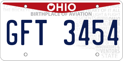 OH license plate GFT3454