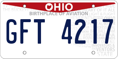 OH license plate GFT4217