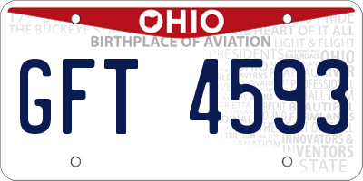 OH license plate GFT4593