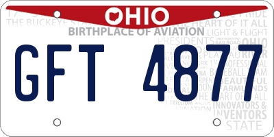 OH license plate GFT4877