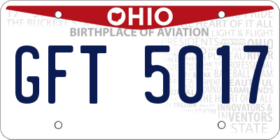 OH license plate GFT5017